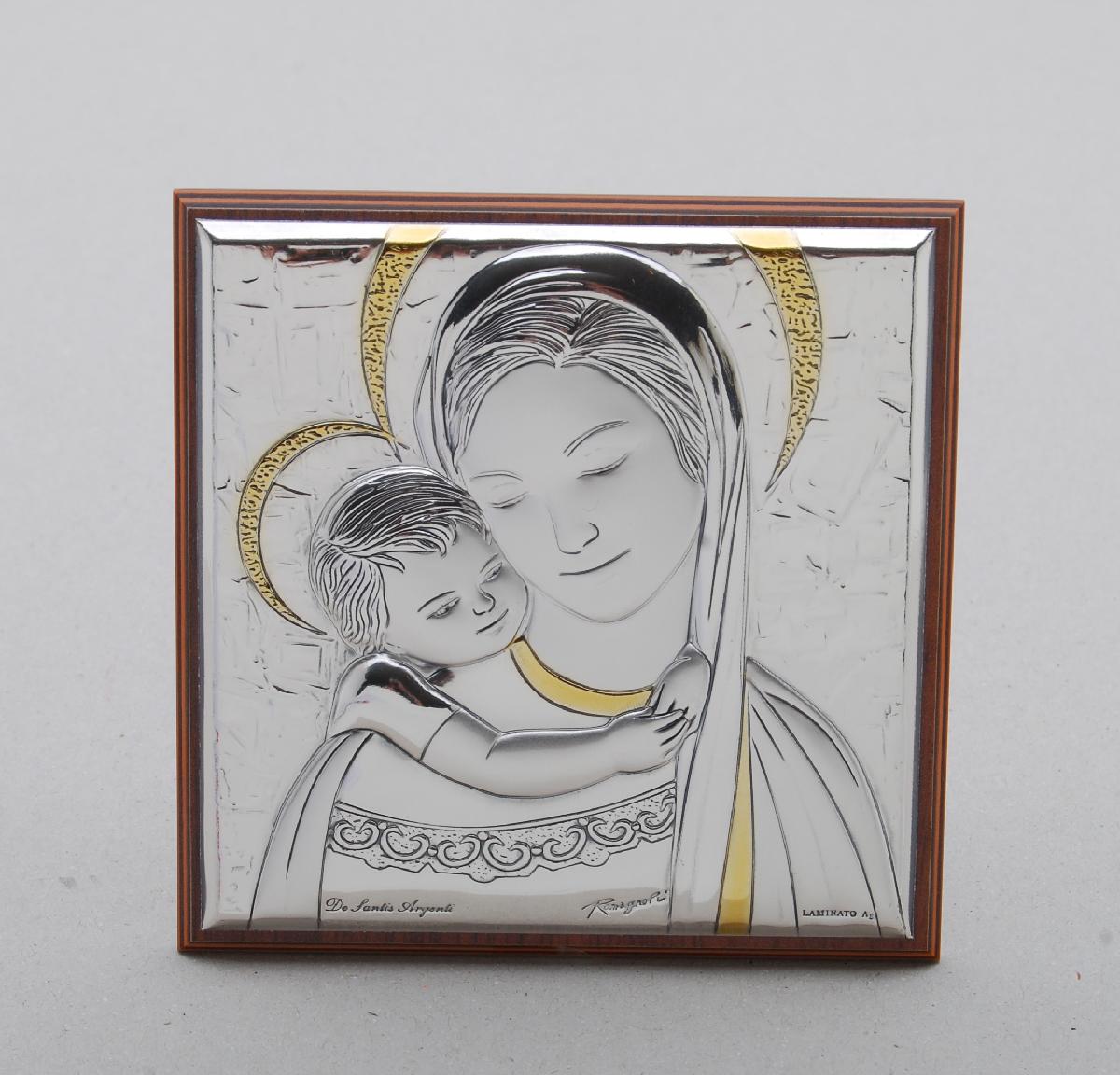 Virgin square sterling silver icon 5cm - Vierge argent massif carree
